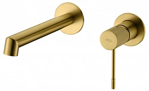 Mice - Grifo monomando de Lavabo empotrado - Griferia empotrada de laton serie Line Color dorado - Oro Cepillado GLD038/OC