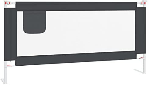 vidaXL Kleinkind Bettschutzgitter Bettgitter Kinderbettgitter Babybettgitter Gitter Kinderbett Babybett Rausfallschutz Dunkelgrau 180x25cm Stoff