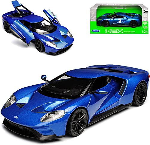 Welly Nex Models 24082 kompatibel mit Ford GT, metallic-blau, 2017, 1:24, Fertigmodell