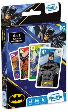 Shuffle Batman Spielkarten für Kinder, 4 Spiele in 1, illustrierte Spielkarten mit Marvel Comic Charakter, spanische Version