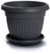 IMJ-Global Vaso con Sottovaso per piante Fiori DCE50-POD41 TERRA Grande Tondo Ø50cm da interno esterno Nero 38 Litri Ø50x39 cm design Classico Fioriera in plastica da balcone Grigio Antracite