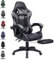 Neo Executive PU Leather Massage Sport Racing Gaming Home Office Computer Chair Lumbar Back Support Footrest (Grey)