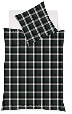 fleuresse gewebte Edelflanell Bettwäsche Lech Bomaderry schwarz-weiß 1 Bettbezug 200 x 200 cm + 2 Kissenbezüge 80 x 80 cm
