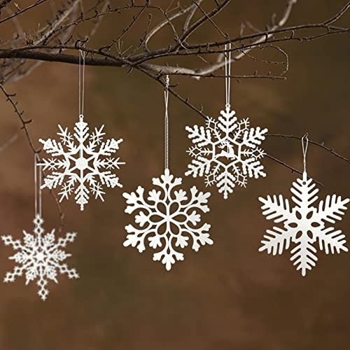 HERZWILD 35pcs Weihnachtsbaumschmuck Schneeflocken zum Aufhängen Weihnachtsbaumanhänger Schneeflocken Deko Schneeflocke Kunststoff Weihnachtsbaumschmuck (B-5type)