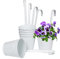 Oairse Set di 6 vasi da fiori sospesi con ganci in metallo rimovibili, vasi da fiori in acciaio zincato, perfetti per decorazioni moderne e vasi per piante, per piante all'aperto, balcone, giardino