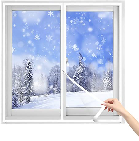 ZINYGENIX Cortina de Ventana o Puerta Invierno Impermeable Transparente Protector De Cortina Sellado Cortinas Termicas Aislantes Frio y Calor para Evitar el Viento frío (150x120cm/59x47in(WxH))