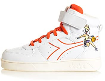 Diadora Scarpa da Ginnastica Sneakers da Passeggio per Bambini MAGIC BASKET MID LOLA PS 35 Multicolore C6287 - BIANCO/ROSA SCIACCA