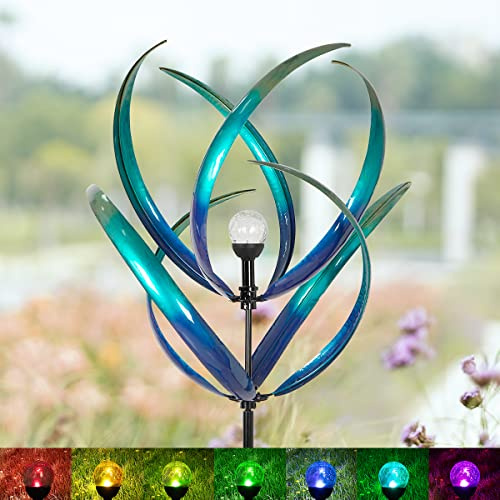 Geburtstagsgeschenke für Frauen, Blumen-Hof, Garten, Windspiel – große Outdoor-Metall-Windspiele mit Schaufel, Rasen-Hof, Kunst, Gartendekoration (E-Flower) (E-Windspiel-Geschenke)