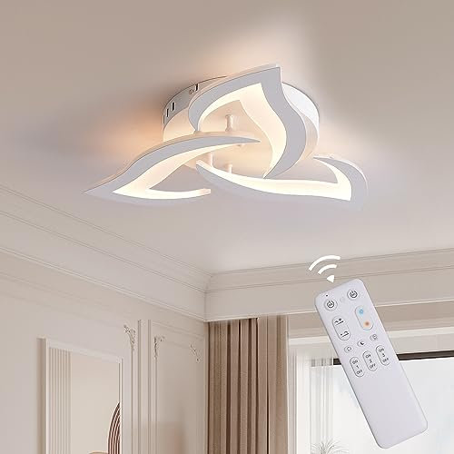KAUCQI Dimmbar LED Deckenleuchte Schlafzimmer 56CM Deckenlampe für Wohnzimmer Moderne Wohnzimmerlampe mit Fernbedienung 3000-6000K Decken Lampe für Kinderzimmer Küche