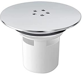 Lokatall Shower Drain Cover, Shower Waste Trap Cover Plug Hole Cover Shower Trap Cover Replacement, 115mm Chrome Finished Top Cover / 90mm Drain Outlet, Removable Shower Plughole Cover Fast Flow