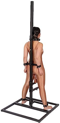 KIDYBO Spreizstange Bondage Set mit Handschelle+Fußfesseln+Halsband, Metall Zurückhaltung BDSM Bestrafung Kreuzigung SM Domina Sklave Extremer Sex X Rahmen Pranger Strafbock Sexmaschine Fesseln
