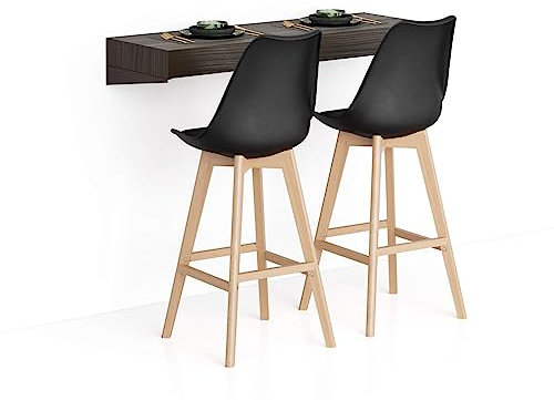 MOBILI FIVER, Barra de Bar Evolution 120x40, Nogal Americano, Mesa Flotante para Bares y Restaurantes, Cocina, Made In Italy