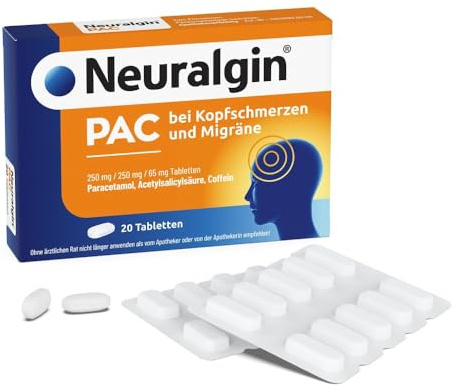 Neuralgin Neuralgin PAC, 20 St. Tabletten | 3-fach Wirkstoffkombination für schnelle Linderung bei Kopfschmerzen und Migräne
