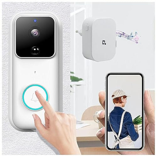 HAZARA Wireless Doorbell With Camera, Enhanced (2.4/5 Ghz) Wifi Video Door Bell 1080p Hd, Night Vision, 2-Way Audio,170º Wide-Angle, Battery Powered, Support SD/Cloud Storage