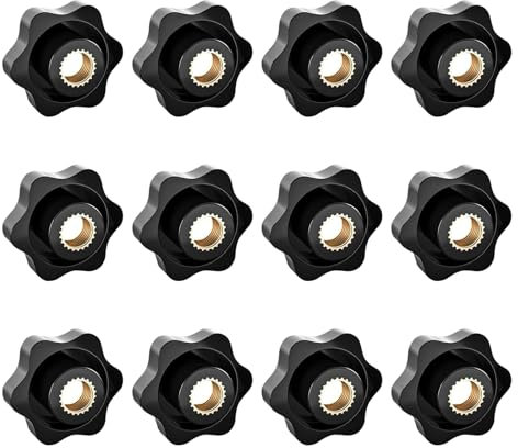 JJWNMLL 12PCS Tornillo de apriete Perilla Estrella M10-diámetro exterior 38 pernos de pulgar Rosca Repuesto Perilla Estrella Mano Apriete, Empuñadura Negra