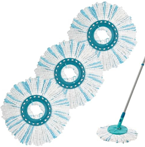 GFRED 3 Piezas Cabezas de Fregona de Repuesto Compatible con Leifheit Clean Twist Mop Ergo Repues to para Fregona Microfibra de Recambio Buena Absorbencia Apto para Todo Tipo de Suelos Azul & Blanco