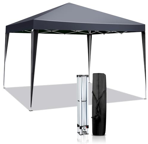 Bonnlo Pop Up Gazebo 3x3m, Easy Setup Instant Outdoor Canopy, Folding Garden Gazebo Party Tent (Grey)