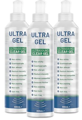 Electro Spyres Ultrasound Gel Clear | Pack of 3 (3X 300ml Bottles) | Non-Allergic | Non-Staining | Reduces Friction | Viscous | Scan-Head Safe