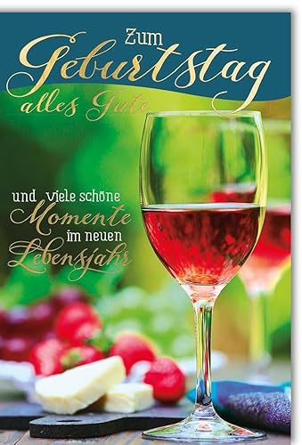 Verlag Dominique Geburtstagskarte Spruch Glas vor Käse & Radieschen - mit Umschlag