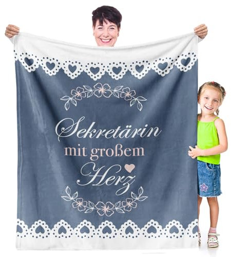 Facepot Sekretärinnen Geschenk Kuscheldecke (130x150cm) - Tolles Präsent für Assistentin zum Sekretärinnentag, Anerkennung im Büro, Ruhestand, Jobwechsel oder Geburtstag - Sekretärin mit großem Herz