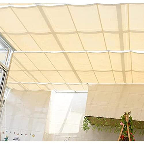 CARXB Versenkbare Wellen-Sonnensegel für den Außenbereich, Sonnenschutz, Markise, Dickes Vordach für Terrasse, Wintergarten, Ruhebereich, Polyester Einziehbares Sonnensegel(Color:Beige;Size:0.8x3m)