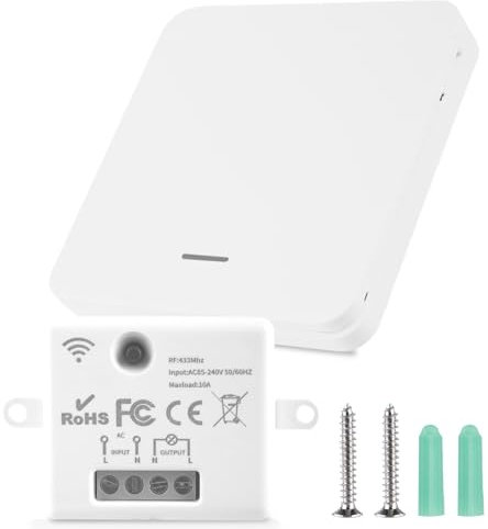 WIYETY Funkschalter Funk Wandschalter Set: Funk Lichtschalter, Funk Schalter Set, Gerne Posten Funk Schalter, Bis 50m Reichweite, Weiß, Einzelkontrolle Fernbedienung für Steuerung Beleuchtungsgeräten