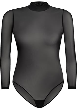 Teyli Damen Body aus Hochwertigem Material – Langarm Bodysuit mit Tailliertem Schnitt - Bodys für Frauen Netz – Body aus Mesh für Freizeit, Besondere Anlässe