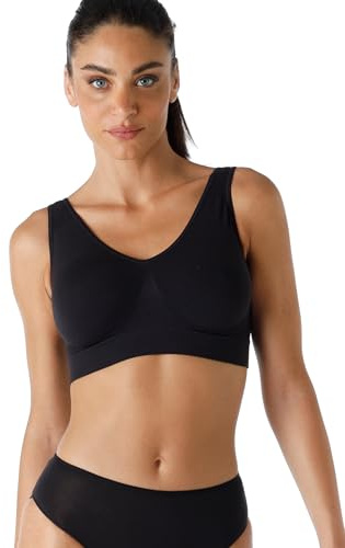 Lovable Reggiseno Senza Ferretto Invisibile | Brassière, Top Sportivo, Sport Yoga in Microfibra Senza Cuciture | Seamless | Active Comfort Donna, Nero, 5/XL