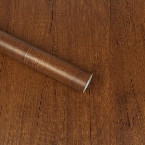 Abyssaly Vinilo Adhesivo Muebles Madera, Vinilo Marron Rojizo Mate Efecto, Papel Adhesivo para Muebles Autoadhesivo Impermeable Decorativo Cocina, Encimera, Puertas, Mesa 44cm X 300cm