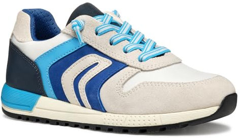 Geox J ALBEN Boy B Sneaker, White/Royal, 32 EU