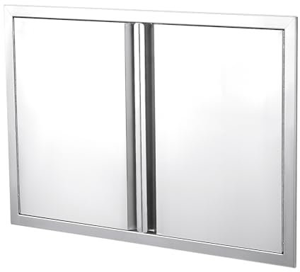 GarveeLife BBQ Access Door 24 W x 24 H, Double Outdoor Kitchen Door, Weatherproof Built in 304 Stainless Steel with Recessed Handle for Outside,Commercial,BBQ Island,Grilling Station,Outside Cabinet