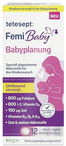 tetesept Femi Baby® Babyplanung 1 x 84 Tabletten – Nahrungsergänzungsmittel für die Frau zur Unterstützung bei Kinderwunsch – Spezielle Nährstoffe mit Folsäure, vegan