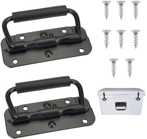2 Stück Klappgriff, Gefedert Kistengriff Klappgriff Griff Tragegriff Klappgriffe für Kisten Kistengriff Klappgriff Edelstahl Hardware Boxen mit Isolierter Gummigriffabdeckung für Toolbox Tür, 120mm
