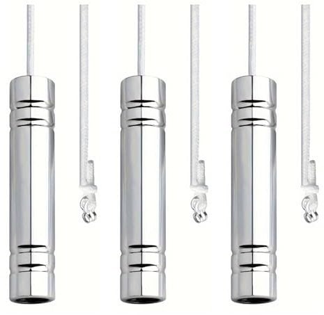 Tearmier 3 Pack Chrome Light Pull Handle with Chain, Corrosion-Resistant Pull Cord Weight Handle for Bathroom Fan/Light Switch, Easy Install 150cm Cord Connectors (Silver)