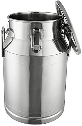 Generisch Gärbehälter, Milchkanne aus Edelstahl 304, 15–60 l, Milcheimer, Weineimer, Flüssigkeitsbehälter mit DREI Verschlussschnallen, für Lagerung und Transport, 50 l (38 x 60 cm)