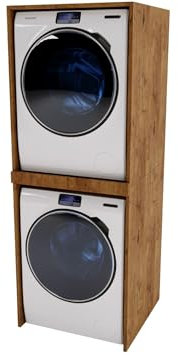 CraftPAK Waschmaschinenschrank geeignet für Waschmaschine & Wäschetrockner | Waschmaschinenschrank | Überbauschrank für Badezimmermöbel Größe 66x180x51,2 cm Farbe Retro