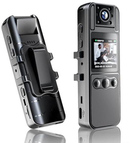Jinpei 64 Go inclus, enregistrement 4K UHD 30 FPS, enregistreur d'écran de 1,4, caméras corporelles, caméra corporelle, autonomie de 6 heures, pour l'équitation en plein air, la maison, le sport, les