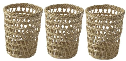 UTHCLO Eleganti Portabicchieri in Paglia Intrecciata Confezione da 3 Manicotti Protettivi per Bottiglie Calore Naturale E Leggero per Amici o Familiari