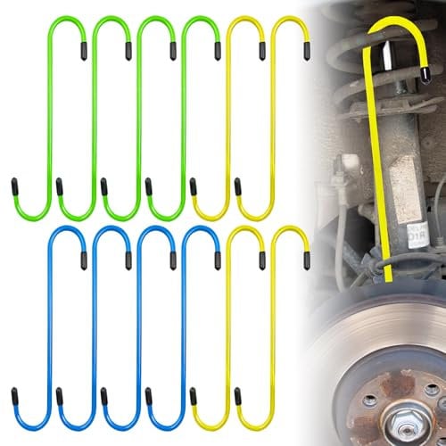 Brake Caliper Hanger Hooks, Pack of 12 Brake Caliper Hooks with Rubber Tips, Brake Caliper Hanger, Brake Caliper Hanger Hook, Brake Caliper Hanger for Brakes, Suspension Axle, Disc Brake, Work for