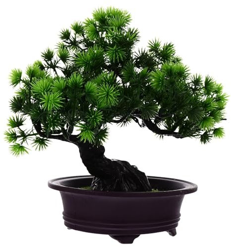 HFFKOS KüNstlicher Bonsai Welcoming Pine Ornaments Artificial Mini Bonsai Green Home Decor Cedar Tree Juniper Outdoor Fake Potted FüR Zuhause