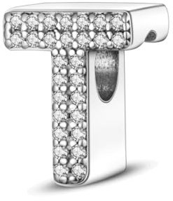 XWN Lettre Charme Perles de Alphabet A à Z en argent sterling 925 pour bracelet et collier Pandora Compatible avec bracelets européens pour femmes et filles