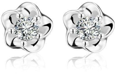 Silber 925 Ohrringe Zirkono Ohrsteck Herz/Stern/Mond/Blumen Damen Mädchen