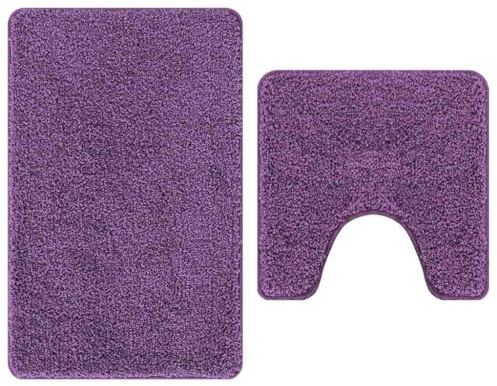 vidaXL Anti-Rutsch Badematten-Set 2 STK. Lila 50 x 50 cm PP | Luxuriöse Mikrofaser, die sich super anfühlt, Hält dich in feuchten Bereichen sicher, Leicht zu reinigen und frisch zu halten