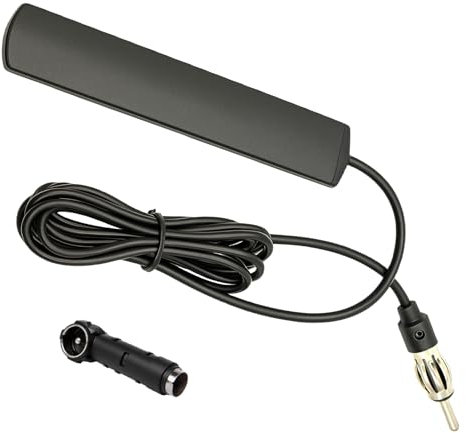 Huybaa 2PCS Antena Coche 4G + Adaptador Antena Radio Coche DIN Universal, Antena FM/Am con Cable de 1.65m, Compatible con SUV, Camión y Vehículos