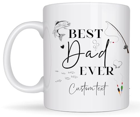 Funny Fishing Mug for Dad – Personalised Best Ever Fishing Dad Gift – Father’s Day Present for Anglers, Fishermen – Custom Name Option – Humorous Tea & Coffee Cup – Quirky UK Gift Idea