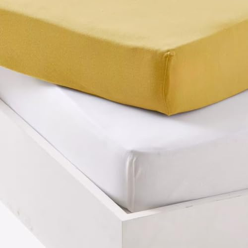 Mon PTIT Dodo Set of 1 PU Underlay + 1 Fitted Sheet 60 x 120 cm White/Mustard