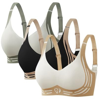 Reggiseni per Seno Cadente 3 Pezzi Reggiseno Anti-Sag Sollevante per Donne Anziane Reggiseni Push-Up Senza Ferretto Super Raccoglitori Comodi Copertura Completa Signore Reggiseno T-Shirt Senza