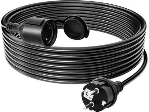 Prolunga elettrica 20 metri per esterni, Cavo di prolunga con cappuccio di protezione, Prolunga Impermeabile HO7RN-F 3G1.5mm² per Casa, Ufficio, Negozio, Lavoro