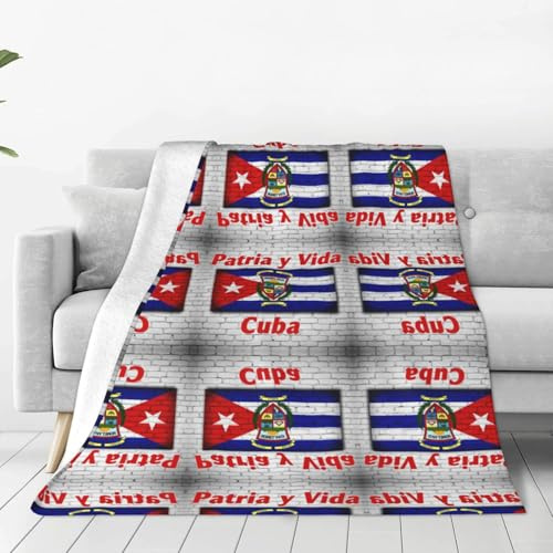 FHIZOAL Kuba-Flagge mit Patria, ultraweiche Micro-Fleece-Decke, Flanelldecke, hautfreundlich, atmungsaktiv, Couch, Bett, Wohnzimmer