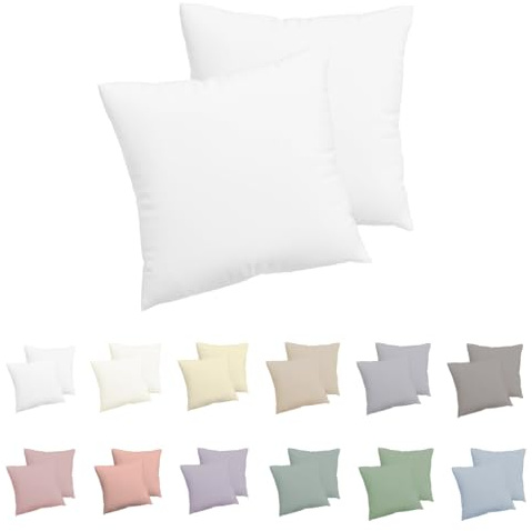 Nesture Kissenbezug 50x50 2er Set - 100% Jersey Mikrofaser Kissenbezüge Weiß, Kissenhülle 50x50 - kopfkissenbezug für Kissen 50x50 cm mit Reißverschluss, Weich und Bügelfrei